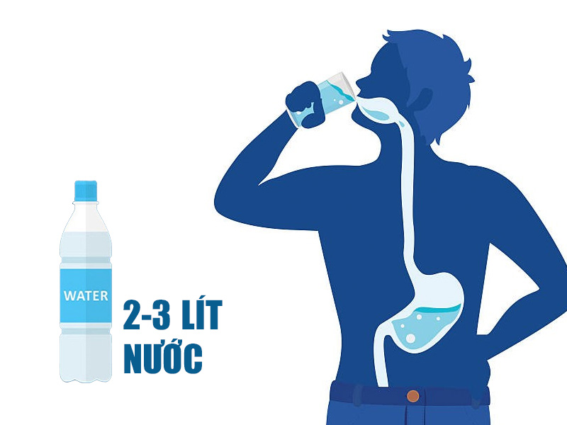 Cần bổ sung từ 2-3l nước lọc mỗi ngày để đảm bảo cơ thể không bị mất nước